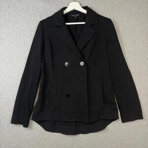 Eileen Fisher Women's Size Small Black Cotton Peacoat Jacket